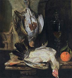 A Still Life with a Partridge, 1664 by Abraham Beyeren | Painting Reproduction