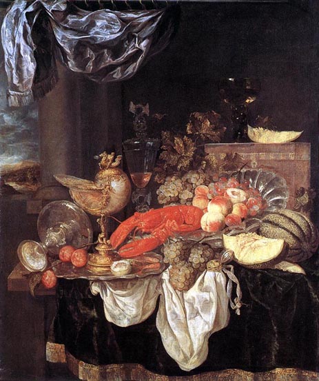 Large Still-life with Lobster, 1653 | Abraham Beyeren | Painting Reproduction