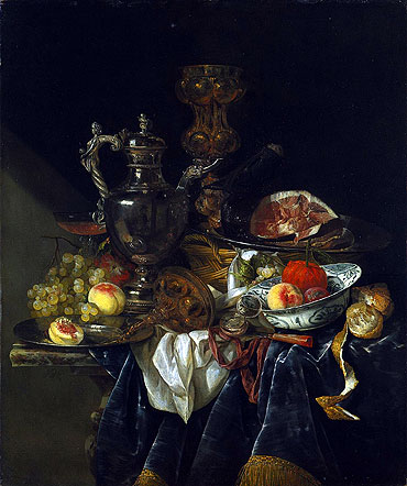 Still Life with a Silver Wine Jug, c.1660/65 | Abraham Beyeren | Gemälde Reproduktion