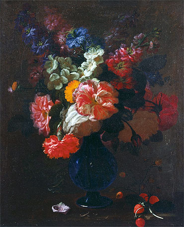 Flowers in a Vase on a Ledge, undated | Abraham Beyeren | Painting Reproduction