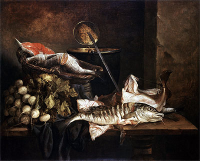 Still Life with Fish, c.1650 | Abraham Beyeren | Gemälde Reproduktion