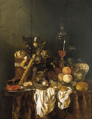 Still Life with Fruit and Sumptuous Objects, c.1655 | Abraham Beyeren | Painting Reproduction
