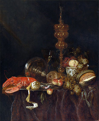 Still Life with Lobster and Fruit, c.1650/60 | Abraham Beyeren | Gemälde Reproduktion