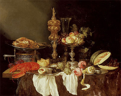 Still Life with a Lobster and Turkey | Abraham Beyeren | Painting Reproduction