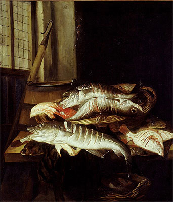 Interior with Still Life of Fish, c.1655/66 | Abraham Beyeren | Gemälde Reproduktion