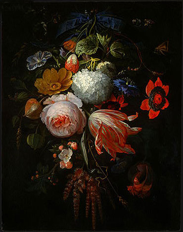 A Hanging Bouquet of Flowers, c.1665/70 | Abraham Mignon | Gemälde Reproduktion