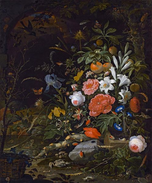 Stillleben mit Blumen und Tieren, 1670 von Abraham Mignon | Gemälde-Reproduktion