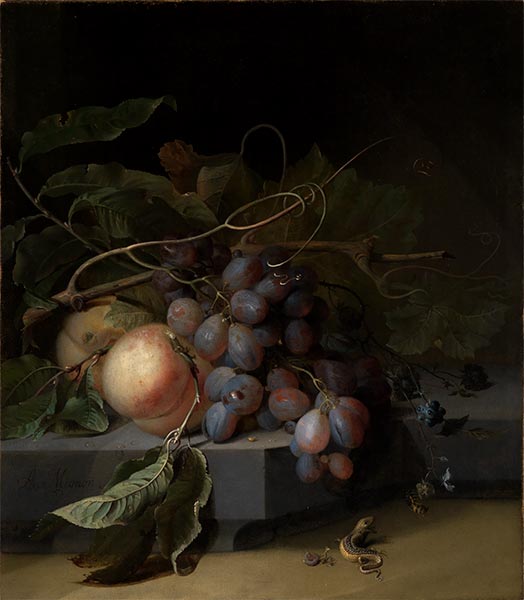 Fruchtstilleben mit Eidechse, undated | Abraham Mignon | Gemälde Reproduktion