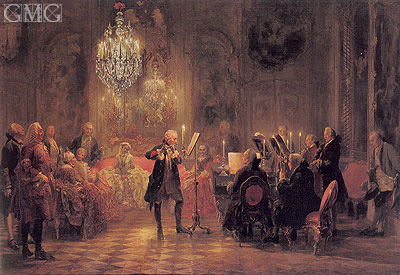 The Flute Concert of Frederick The Great at Sanssouci, c.1850/52 | Adolf von Menzel | Painting Reproduction