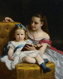 Portrait of Eva and Frances Johnston, 1869 by Bouguereau | Painting Reproduction