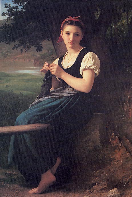 La tricoteuse (The Knitting Girl), 1869 | Bouguereau | Painting Reproduction