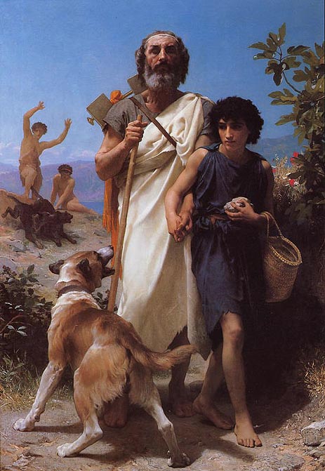 Homer und sein Führer, 1874 von Bouguereau | Gemälde-Reproduktion