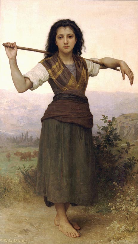 Pastourelle (Shepherdess), 1889 | Bouguereau | Gemälde Reproduktion