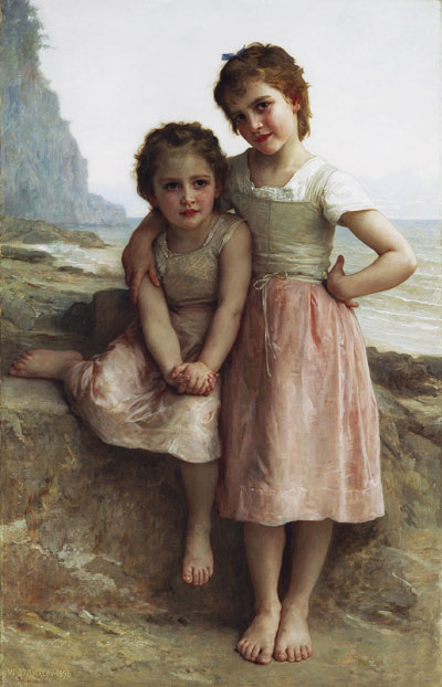 Schwestern am Ufer (Sur la Greve), 1896 von Bouguereau | Gemälde-Reproduktion