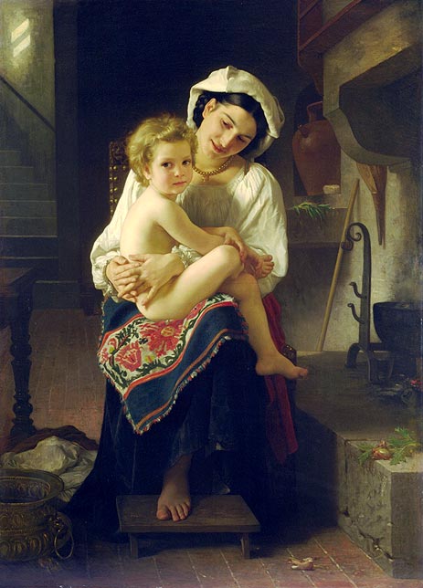 Junge Mutter betrachtet ihr Kind, 1871 von Bouguereau | Gemälde-Reproduktion