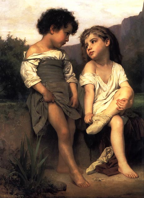 At the Edge of the Brook, 1879 | Bouguereau | Painting Reproduction