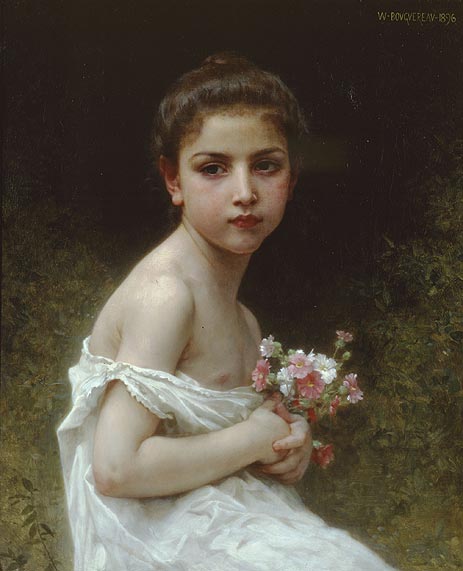 Kleines Mädchen mit Blumenstrauß | Bouguereau | Gemälde Reproduktion