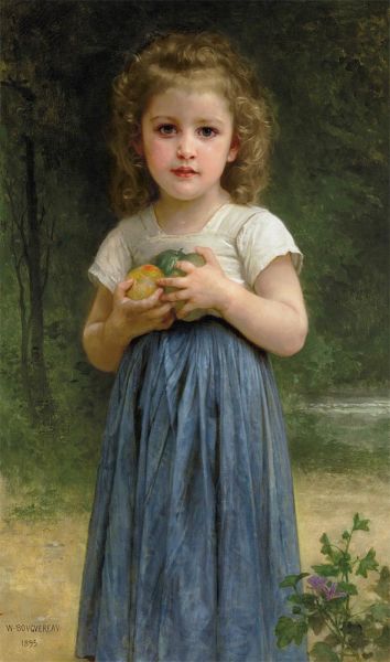 Kleines Mädchen mit Äpfeln in den Händen, 1895 | Bouguereau | Gemälde Reproduktion