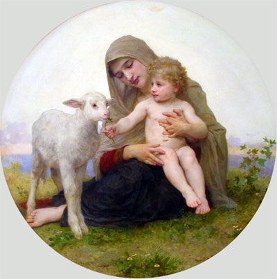 Virgin and Lamb, 1903 | Bouguereau | Painting Reproduction