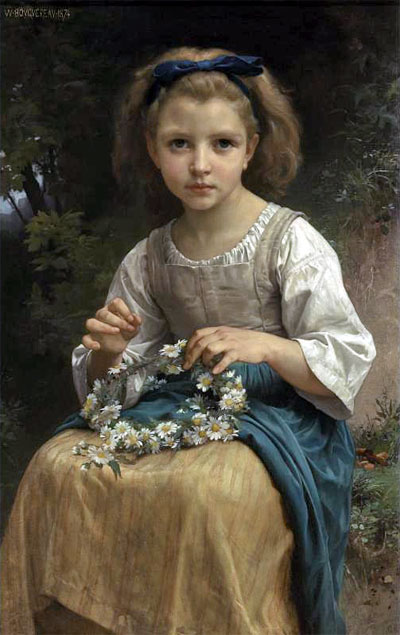 Kind, das eine Krone flicht, 1874 von Bouguereau | Gemälde-Reproduktion