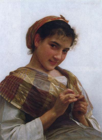 Young Girl Crocheting, 1889 | Bouguereau | Gemälde Reproduktion