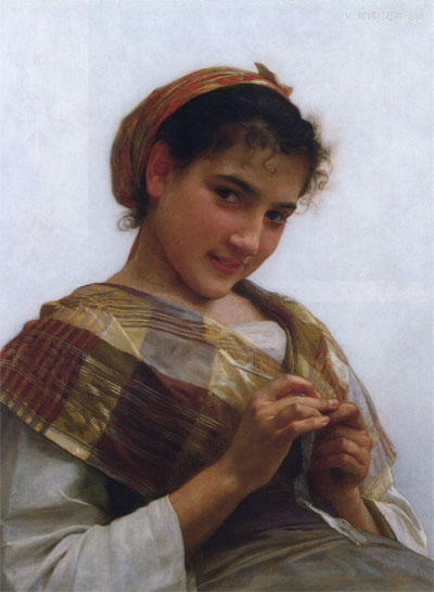 Junges Mädchen beim Häkeln, 1889 von Bouguereau | Gemälde-Reproduktion