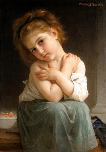 Chilly Girl (La frileuse), 1879 | Bouguereau | Painting Reproduction