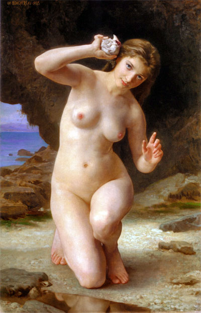 Woman with Seashell, 1885 | Bouguereau | Painting Reproduction