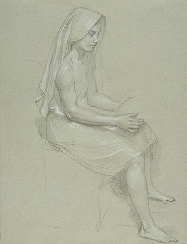 Study of a Seated Veiled Female Figure, n.d. | Bouguereau | Gemälde Reproduktion
