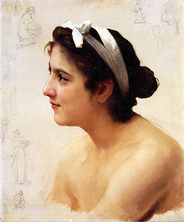 Study of a Woman for Offering to Love, Undated | Bouguereau | Gemälde Reproduktion