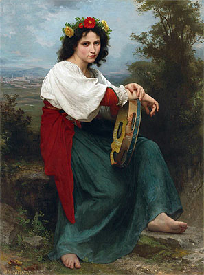The Italian Girl with Basque's Tambourin, 1872 | Bouguereau | Painting Reproduction