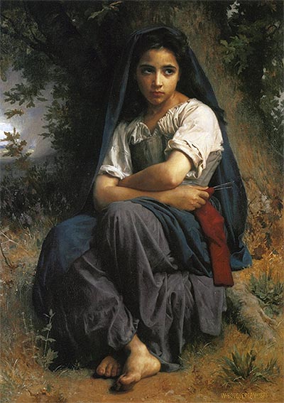 Die kleine Strickerin | Bouguereau | Gemälde Reproduktion