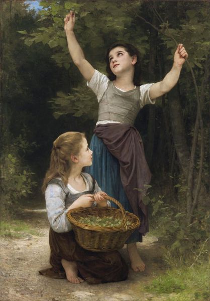 Haselnuss-Ernte, 1883 | Bouguereau | Gemälde Reproduktion