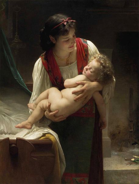 Wiegenlied (Das Schlafengehen), 1873 | Bouguereau | Gemälde Reproduktion