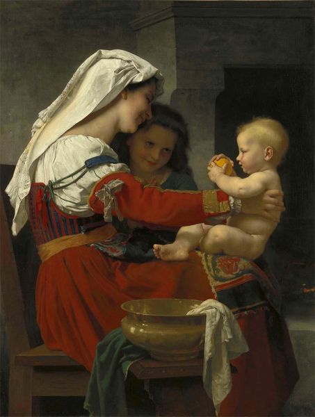 Maternal Admiration - The Bath, 1869 | Bouguereau | Painting Reproduction