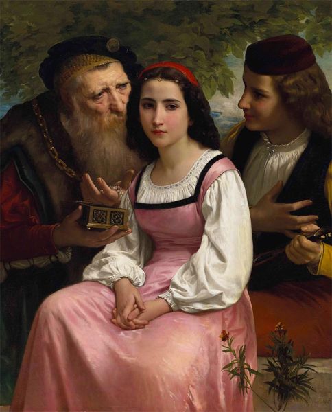 Zwischen Reichtum und Liebe, 1869 | Bouguereau | Gemälde Reproduktion