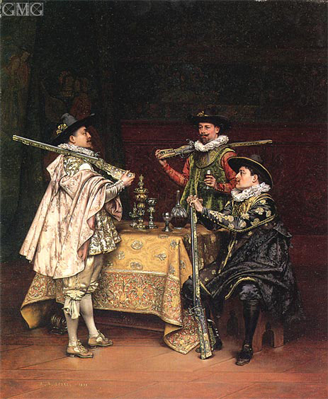 Discussing The Day's Shoot, 1899 | Lesrel | Painting Reproduction