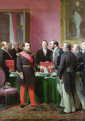 Napoleon III Hands Over The Decree allowing the Annexation of the Suburban Communes of Paris to Baron Georges Haussmann in June 1859, Undated | Adolphe Yvon | Gemälde Reproduktion