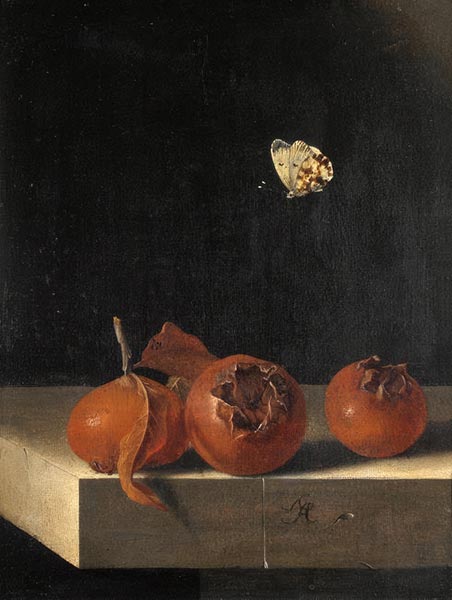Three Medlars and a Butterfly, c.1693/95 | Adriaen Coorte | Gemälde Reproduktion