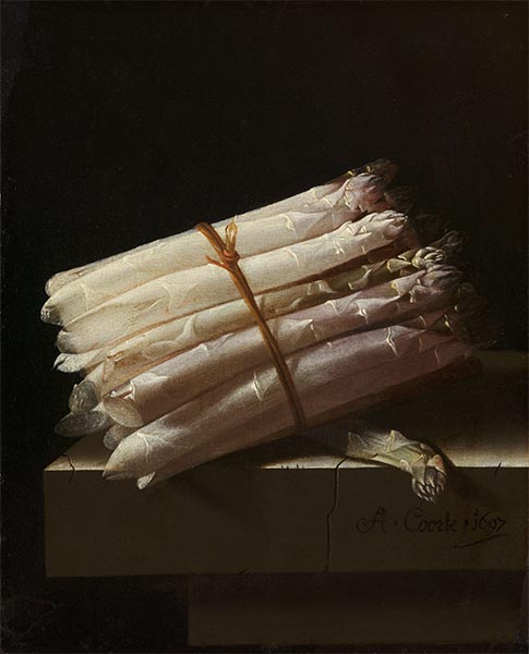 Still Life with Asparagus, 1697 | Adriaen Coorte | Painting Reproduction