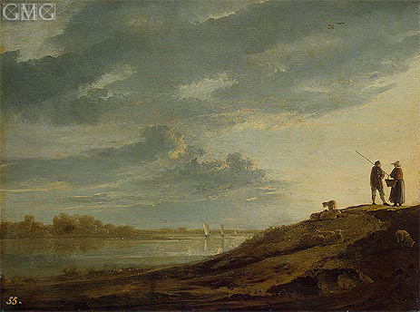 Sunset over the River, c.1650 by Aelbert Cuyp | Painting Reproduction