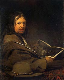 Portrait of a Collector (Self-Portrait with Etching by Rembrandt)  , a.1685 von Aert de Gelder | Gemälde-Reproduktion