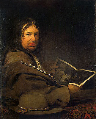 Portrait of a Collector (Self-Portrait with Etching by Rembrandt)  , a.1685 | Aert de Gelder | Painting Reproduction
