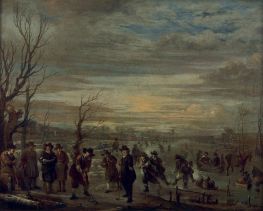 Bowler Player and Skater, n.d. by Aert van der Neer | Painting Reproduction