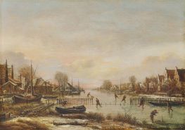 Evening Ice-Skating | Aert van der Neer | Painting Reproduction