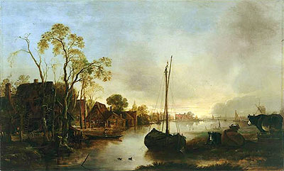 Beside a Canal in Holland, c.1889 | Aert van der Neer | Gemälde Reproduktion