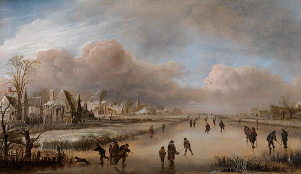 Skaters on a Canal, undated | Aert van der Neer | Painting Reproduction