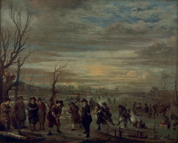 Bowler Player and Skater, n.d. | Aert van der Neer | Painting Reproduction