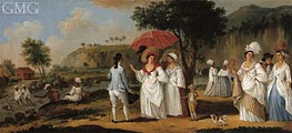 West Indian Landscape with Figures Promenading before a Stream, undated by Agostino Brunias | Painting Reproduction