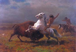 Indians Hunting Buffalo | Bierstadt | Painting Reproduction